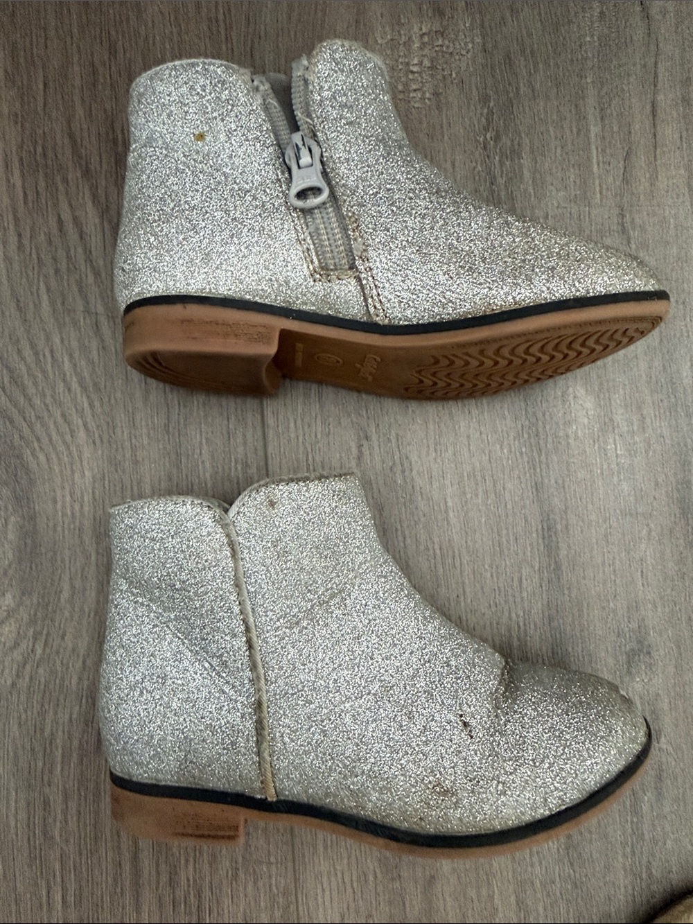 Cat & Jack Silver Glitter Girls Ankle Boots